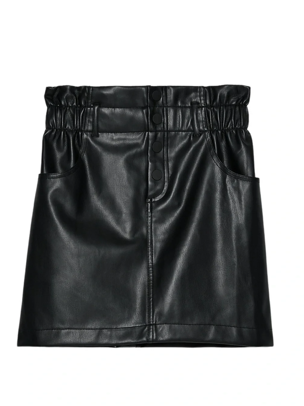 NWT Zara Black Faux Leather Paperbag Mini Skirt Medium
